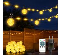 NIBSHOOM Guirnalda Luces Exterior, 100LED 17M Luces Jardin Regulable con Mando a Distancia, 8 Modos, Función de Temporización, IP65 Impermeable para Exterior, Jardín, Boda, Fiesta, Balcón