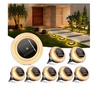 NIBSHOOM Luces Solares Led Exterior Jardin, 8 Paquetes Luz Solar Exterior Jardin, Lamparas Solares Suelo Planos IP68 Impermeabili, Larga Duración, Lámparas Solares para Jardín, Patio, Blanco Cálido