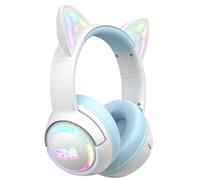 NiC IS COCNG Auriculares inalámbricos Bluetooth con orejas de gato, color | Auriculares con micrófono para videojuegos, con luz LED RGB, 2,4 GHz inalámbrico + cable USB, para PC, TV, tableta