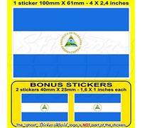 Nicaragua bandera nicaragüense central América 4 "(100 mm) vinilo pegatina, Skin x1 + 2 Bonus