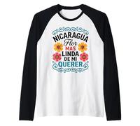 Nicaragua Flor Más Linda De Mi Querer Floral Camiseta Manga Raglan