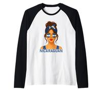 Nicaraguan Girl Nicaragua Flag Nicaraguan Girlfriend Wife Camiseta Manga Raglan