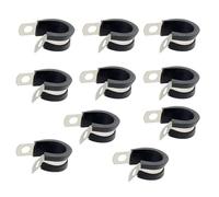 NICAVKIT 10Pcs 10mm abrazadera de cable de goma P clips abrazaderas de manguera abrazaderas de tubo abrazaderas de cable Kit de acero inoxidable, Kit de abrazadera de cable de alambre metálico