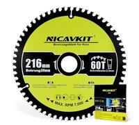 NICAVKIT Ø216 x 30 mm Hoja de sierra circular HM para madera (Disco de Corte para Madera, Ø216 x 30 x 2,5 mm, 60 dientes, accesorios sierra circular), dientes de carburo duro
