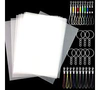 NICAVKIT 70pcs Kit de hojas de plástico retráctil (20 * 29cm), LáMina RetráCtil De PláStico, Incluye 20 Shrink Plastic Película y 50pcs de accesorios para llaveros para Bricolaje Adornos