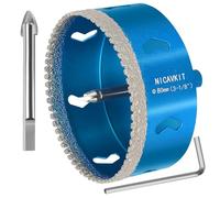 NICAVKIT 80mm Sierra de corona de diamante con 2 brocas piloto removibles,Dentada Brocas Coronas de Diamante para azulejos de porcelana, vidrio, cerámica, mármol, fibra de vidrio, etc