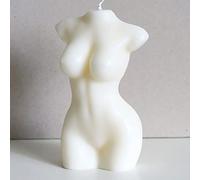 NICAVKIT grande Body Candle - Vela decorativa 180 g, cera de abeja de soja, natural y hecha a mano, corporal, forma de cuerpo de mujer, color blanco y crema 12 x 8 x 5 cm