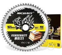 NICAVKIT Hoja de sierra circular de 165 x 20 mm de diámetro para madera, metal y aluminio, etc. Disco de Corte multimaterial 165 x 20 mm, compatible con Bosch, Makita y Dewalt, etc.