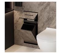 Nicchia WC incassata Nicho Invisible para Papel higiénico en la Pared, Acero Inoxidable Armario Empotrado para Papelera, Alicatable Nicho Oculto en la Pared(Black)