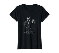 Niccolo Machiavelli Power Statecraft y Estrategia política Camiseta gráfica económica, Mujer, Negro, L