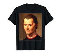 Niccolo Maquiavelo Retrato Pintura Santi 1550 Camiseta gráfica económica, Hombre, Negro, M