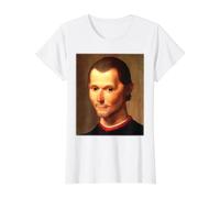 Niccolo Maquiavelo Retrato Pintura Santi 1550 Camiseta gráfica económica, Mujer, Blanco, XL
