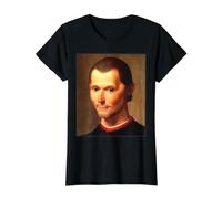 Niccolo Maquiavelo Retrato Pintura Santi 1550 Camiseta gráfica económica, Mujer, Negro, S