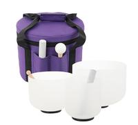 NICCOO Juego de 3 cuencos de cristal para meditación de 6 pulgadas, nota A, 8 pulgadas, nota G, nota F, corazón, chakra, cuarzo, regalo para curación, oración, yoga, relajación, con funda de