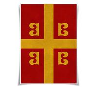 Nice Captain Póster de la bandera de la Edad Media con escudo de armas para decoración del hogar, tamaño A3 (Imperio bizantino)