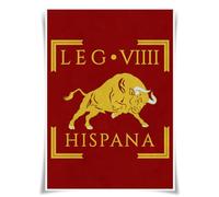 Nice Captain Póster de la bandera de la Legión Romana, impresión en tela, arte decorativo A3 (LEGIO VIIII HISPANA)