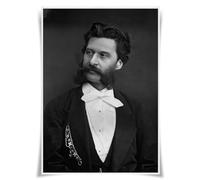Nice Captain Póster de retrato de los 100 mejores compositores clásicos, tamaño A3, impresiones artísticas para pared (51 Johann Strauss II)