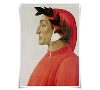 Nice Captain Póster de retrato de los grandes poetas A3, impresión de tela, decoración de bellas artes (Dante Alighieri)