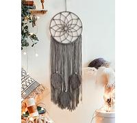 Nice Dream Macramé Atrapasueños Pluma Tejida Colgante de Pared Grande Atrapasueños Hecho a Mano Boho Borlas Decoración Decoración para el Hogar Adorno Regalo Artesanal