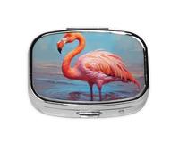 Nice Flamingo - Caja de almacenamiento de pastillas cuadrada de viaje, mini pastillero portátil (pastillero de 2 compartimentos), caja de almacenamiento de medicamentos y vitaminas