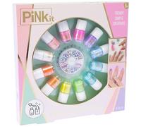 Nice Group - Juego de uñas color rosa con arco iris, 1 juego para decorar uñas para niños