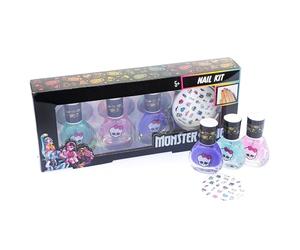 Nice Group - Monster High Nail Kit, Pack con 3 Esmaltes de Uñas y Pegatinas