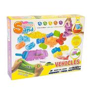 Nice Group - Spongy Sand Vehículos Transport, juego de arena de color con 4 moldes de medios de transporte y 2 formas de automovilística