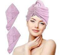 nice homeit Juego de 2 Toallas de Pelo Turbante - 100% algodón Hilado en Anillo, Suaves y cómodas, Fabricadas en Italia (Rosa)
