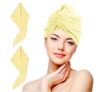 nice homeit Juego de 2 Toallas de Pelo Turbante - 100% algodón Hilado en Anillo, Suaves y cómodas, Fabricadas en Italia (Amarillo)