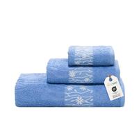 nice homeit - Juego de 3 toallas de algodón hilado en anillo - Toalla de baño extra grande de calidad, suaves y absorbentes - Ideal para baño, gimnasio, hotel y spa - Fabricado en Italia (Azul)