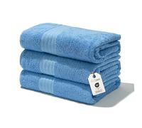 nice homeit - Juego de 3 Toallas de Baño Extra Suaves, 100% Algodón Made in Italy, Altamente Absorbentes y de Secado Rápido, Tamaño 75 x 140 cm, Color Azul Claro