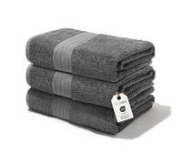 nice homeit - Juego de 3 Toallas de Baño Extra Suaves, 100% Algodón Made in Italy, Altamente Absorbentes y de Secado Rápido, Tamaño 75 x 140 cm, Color Gris Oscuro