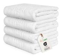 nice homeit - Juego de 4 Toallas de 100% algodón Hilado en Anillo - 60 x 100 cm - Aptas para Uso Diario y Deportivo - Extra Suaves y absorbentes - Made in Italy (Blanco)