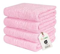 nice homeit - Juego de 4 Toallas de 100% algodón Hilado en Anillo - 60 x 100 cm - Aptas para Uso Diario y Deportivo - Extra Suaves y absorbentes - Made in Italy (Rosa)