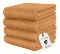 nice homeit - Juego de 4 Toallas de 100% algodón Hilado en Anillo - 60 x 100 cm - Aptas para Uso Diario y Deportivo - Extra Suaves y absorbentes - Made in Italy (Naranja)