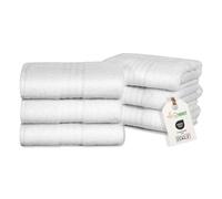 nice homeit Juego de 6 Toallas de Cara e Invitados de algodón 40 x 75 de 100% algodón Hilado en Anillo - Juego de Toallas de baño Extra Suaves y absorbentes. Fabricado en Italia - Blanco