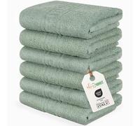 nice homeit Juego de 6 Toallas de Cara y Manos de 40 x 60 cm - Toallas de baño de 100% algodón Hilado en Anillo - Extra Suave y Absorbente. Fabricado en Italia (Verde)