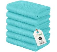 nice homeit Juego de 6 Toallas de Cara y Manos de 40 x 60 cm - Toallas de baño de 100% algodón Hilado en Anillo - Extra Suave y Absorbente. Fabricado en Italia (Azul Agua)