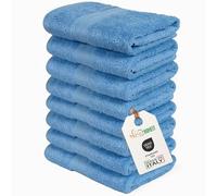 nice homeit Juego de 8 Toallas de Cara e Invitados de algodón 35 x 55 de 100% algodón Hilado en Anillo - Juego de Toallas de baño Extra Suaves y absorbentes. Fabricado en Italia - Azul Claro