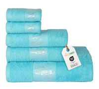 nice homeit Juego de Toallas de baño - 100% algodón Hilado en Anillo - Extra Suaves y absorbentes - Juego de Toallas de baño - Made in Italy (Azul Agua)