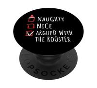 Nice Naughty Argued with The Rooster Christmas List Granja PopSockets PopGrip Adhesivo