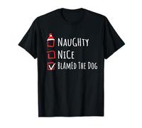Nice Naughty Blamed The Dog Christmas List Shirt Xmas Camiseta