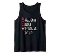 Nice Naughty Debugging My Life Christmas List Shirt Xmas Camiseta sin Mangas
