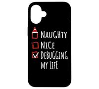 Nice Naughty Debugging My Life Christmas List Shirt Xmas Carcasa para iPhone 16 Plus