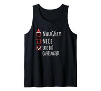 Nice Naughty Late But Caffeinated Christmas List Shirt Xmas Camiseta sin Mangas