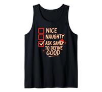 Nice Naughty Pídele a Santa Claus Que defina lo Bueno: Navidad Divertida Camiseta sin Mangas