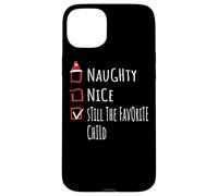 Nice Naughty Still The Favorite Child Christmas List Shirt Carcasa para iPhone 15 Plus