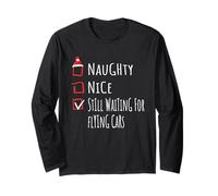 Nice Naughty Still Waiting For Flying Cars Shirt Xmas Manga Larga