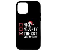 Nice Naughty The Cat Made Me Do It Lista de Navidad Carcasa para iPhone 12 Mini