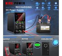 NICE-POWER banco de carga de batería, Unidad de fuente de alimentación CC de laboratorio, Banco de energía estabilizado de voltaje ajustable, 30V, 10A, 24V, 12V 60V 5A OCP